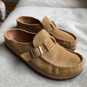 Birkenstock Buckley Women’s Mule Clogs Leather Shoes Tan Brown Size EU 38 7-7.5